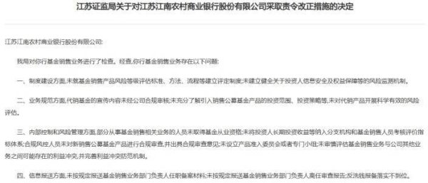 富兴配资 江南农商行基金销售全流程违规引整改，去年不良率抬头，资产质量下迁风险加剧