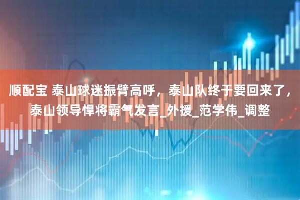 顺配宝 泰山球迷振臂高呼，泰山队终于要回来了，泰山领导悍将霸气发言_外援_范学伟_调整